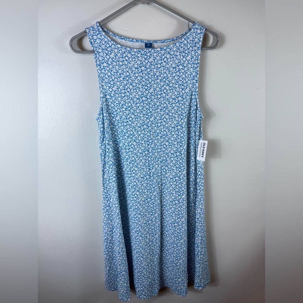 Old Navy Dress Ditsy‎ Floral NWT Blue Shift XS Casual Office Beach Summer Fairy